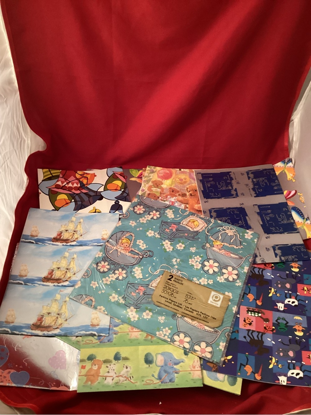 Various sizes of wrapping papers for junk journal